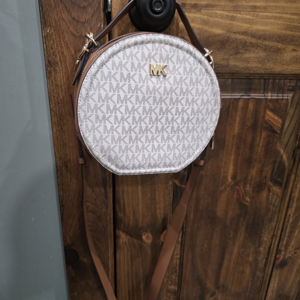 Michael Kors Cream and Tan Logo Crossbody Bag